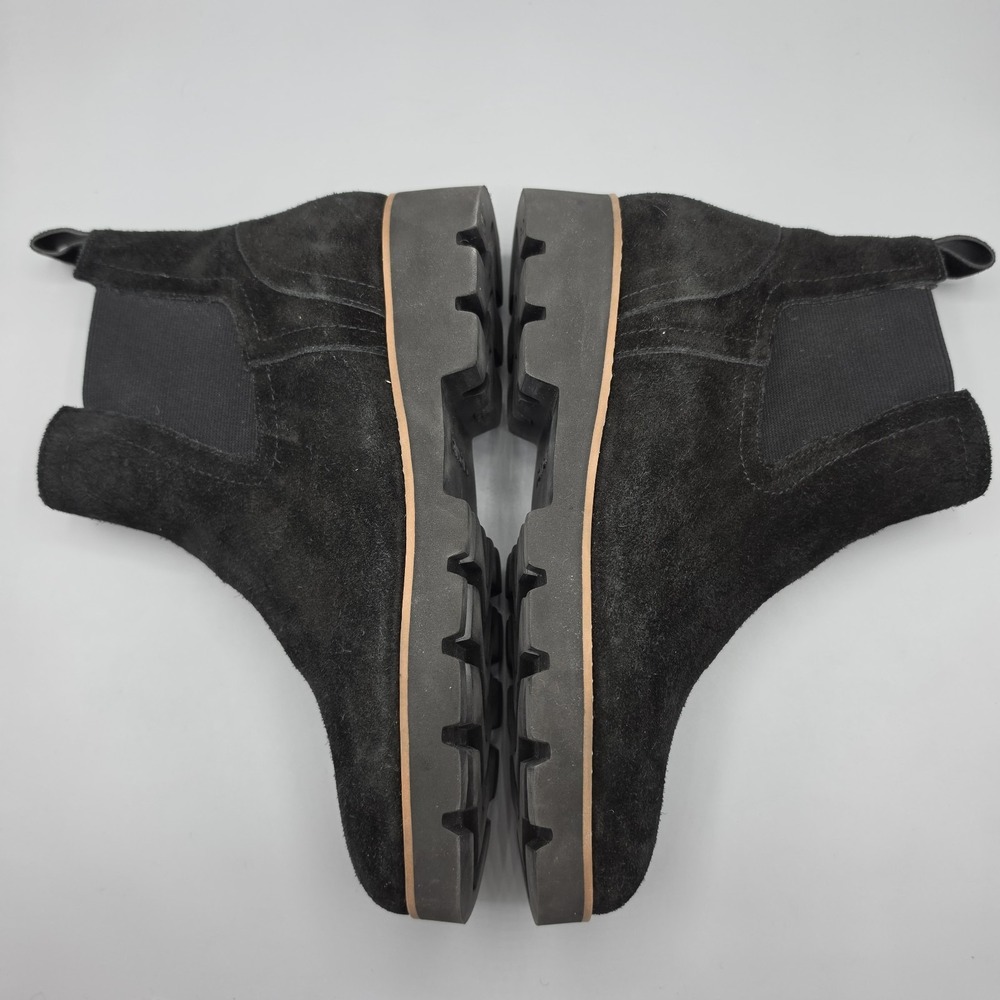 Vionic Brighton Chelsea Boots Womens 8.5 Black Suede Chunky Water Repellant - Picture 9 of 15